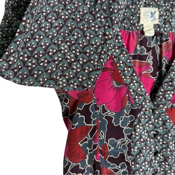 Anthropologie Edme Esyllte Silk Long Sleeve Blouse Size 0 XS Boho Fairy - Picture 7 of 9